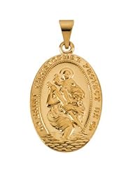 14K Yellow Gold 25.00X17.50 mm St. Christopher Medal