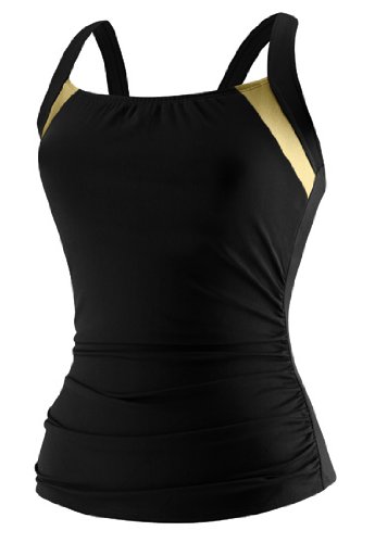 Speedo Shirred Front Tankini Top Female Black 14