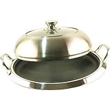 Kinetic Classicor  Brushed Stainless Steel 12 inch Round Griddle with High Dome Window Lid and Buffet Handles
