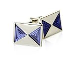 Geometric Purple Enamel and Silver Cufflinks with Presentation Box