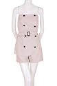 Mustard Seed Wrapped Front 8 Large Brown Buttons Elastic Back Waistline Strapless Fabric Belt Shortalls Jumpers Rompers Beige