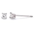 10k White Gold 1/8 cttw Princess Diamond Stud Earrings