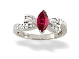 14K White Gold Genuine Marquise Ruby and Diamond Bow Ring