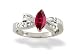 14K White Gold Genuine Marquise Ruby and Diamond Bow Ring