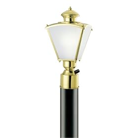 Westinghouse 64507 One-Light Outdoor Post Top Lantern, Polished Solid Brass with Frosted... by Westinghouse