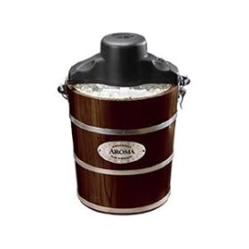 Aroma AIC-224W 4-Quart Wood-Barrel Ice-Cream Maker, Walnut