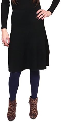 Ribbed Knit A-line Skirt (XL, Black)