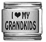 Clearly Charming I Heart my Grandkids Laser Etched Italian Charm