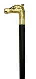 Walking cane-Horse head black shaft. This cane is a unisex custom cane. This walking aid has a horse head solid brass handle and 36 inches long maple black stained shaft. This wooden cane has a weight capacity of 250 pounds