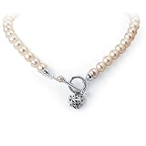 Fresh Water Pearl 16 Necklace with Sterling Silver Rhodium Plated Toggle Lock and a Heart