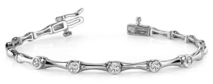 14k White Gold, Classic Column Link Five Diamond Bracelet, 0.27 ct. (Color: HI, Clarity: SI2)