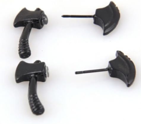 Punk Cool Unisex Womens Mens Black Hatchet Ear Stud Earring Piercing Jewelry