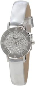 Freelook Women's HA3031-4 Silver Synthetic Leather Band Bezel All Stones Swarovski Face Watch