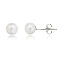 .925 Sterling Silver Genuine Freshwater Cultured 5.5-6mm Button Pearl Stud Earrings