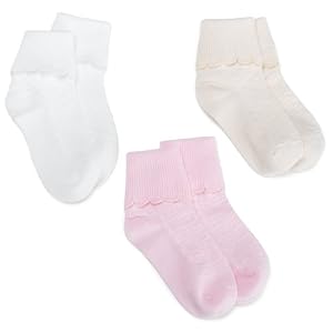 Jefferies Socks Girls Organic Scalloped Turn Cuff 3-Pack