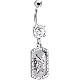 Playboy Steel Dog Tag Dangle Belly Ring