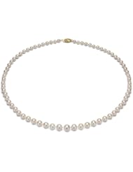 14k Yellow Gold 4-7.5mm White Round Graduated Cultured Akoya Pearl 18" Necklace.