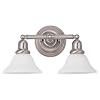 Sea Gull Lighting 44061-962 Sussex Collection Two-Light Wall Sconce, Brushed Nickel Finish with Satin White Glass