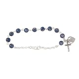 Pewter and Venetian Glass Rosary Bracelet by Bob Siemon, 7.5