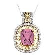 14K Two-Tone Gold Pink Tourmaline and Diamond Pendant