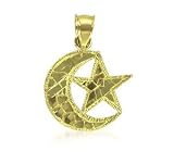 Amazing 10 KT Solid Yellow Gold Pendant Crescent & Star Womens 10K Charm
