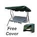 3 Seater Swing Green White Swinging Garden Hammock Outdoor Patio Furniture Includes Free Cover