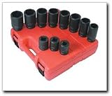 3/4 Drive Deep Truck Service 11 Piece Metric Impact Socket Set