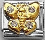Clearly Charming Butterfly with Clear Stones Animal Theme Italian Charm Link Bracelet