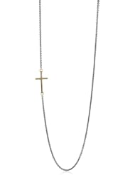 Mizuki 14k Side Cross Necklace On Sterling Silver Chain, 16"