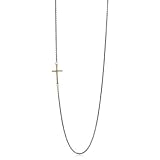 Mizuki 14k Side Cross Necklace On Sterling Sil