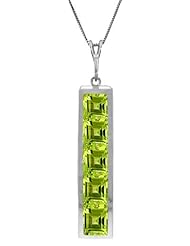 14K White Gold Grecian-Inspired Necklace with Natural Square-shaped Peridots