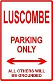 LUSCOMBE PARKING ONLY pilot fly street sign