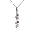 Multi-Color Cultured Pearl 4-Strand Silver Chain Lariat w. Bar Crystal Slider