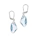 Sterling Silver Aqua Genuine Swarovski Elements Freeform Drop Lever Back Earrings