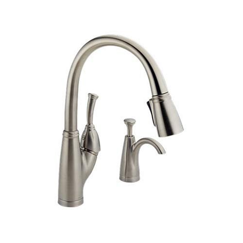 Delta Faucet 989-SSSD Allora Single-Handle Pull-Down Kitchen Faucet with Soap Dispenser, Stainless