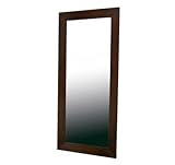 Floor Mirror with Wood Veneer Frame in Dark Brown Finish