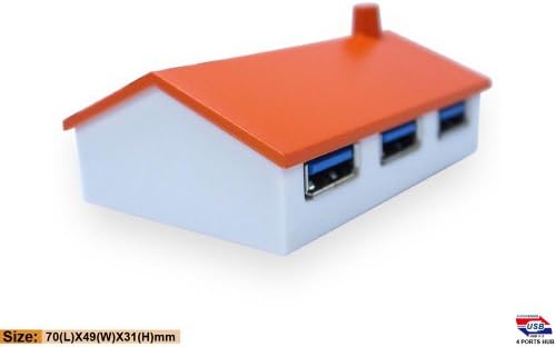 FORIDA® HYD-9017 Cute House Shape Portable USB 3.0 4-Port Hub with USB 3.0 Cable for Laptops, Ultrabooks and Tablet PCs with USB Ports Backward -Orange
