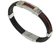316L Stainless Steel Bracelet bangle with leather and 18K gold