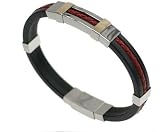 316L Stainless Steel Bracelet bangle with leather and 18K gold