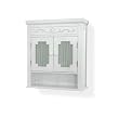 Elegant Home Fashions Lisbon Collection Shelved Wall Cabinet with Glass-Paneled Doors, White