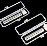 「印鑑・はんこ シルバーミラー チタン印鑑 2本セット (ブラック牛もみ革印鑑ケース付) 【12.0mm/18.0mm】」の画像