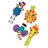 Sassy Safari Animals 2 Pack Wrist Rattles - Animals Vary