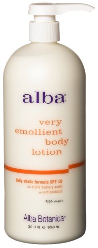 Alba Botanica Very Emollient Body Lotion, Daily Shade Formula, SPF 16, 32-Ounce Bottle