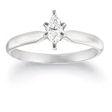  : 10k White Gold Marquise Solitaire Diamond Engagement Ring (1/4 ct, J-K Color, I2-I3 Clarity), Size 7