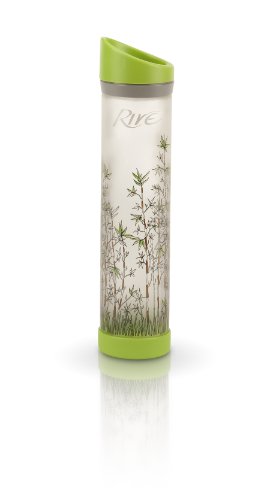 Rive Savoy Glass Water Bottle, Bamboo, 16-Ounce