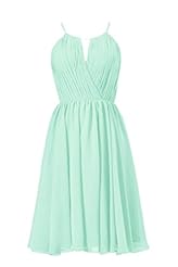 Chiffon Scoop Neck Lace-Up Knee Length Short Bridesmaid Dress/Party Dress 