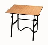 Alvin Onyx Folding Drafting Table, Black Base, 30in x 42in Woodgrain Top, Rounded Corners