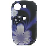 Crystal Hard Black Rubberized With Purple Flowers Design Cover Case for SAM ....