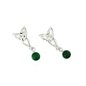 Trinity Knot Dangle GREEN Bead Design Post Earrings
