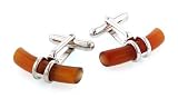 Handmade sterling silver and cornelian cufflinks. Crafted in Italy